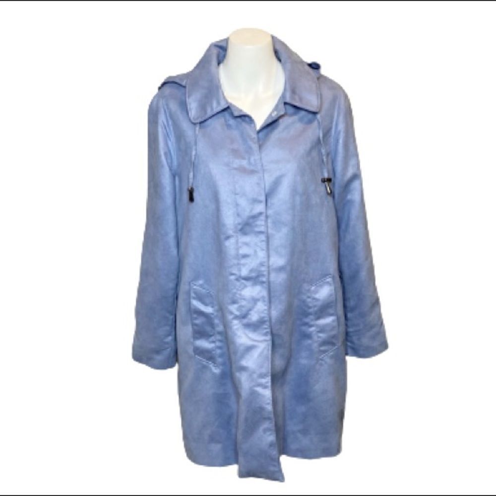 Appleseed light blue microsuede trench coat size S